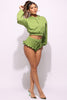 Crop hoodie & ruffle shorts set