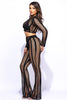 Strip fish net long sleeve pants set