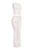 Sleek off white matching two piece outfit with cutout tank