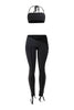 Black lace up pant set with halter crop top and slim ankle pants