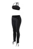Minimal black lace up pant set with open lace detail and stretch