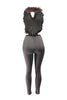 Grey faux fur party set with open back design