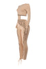 Mocha ankle-length pants with roundneck top