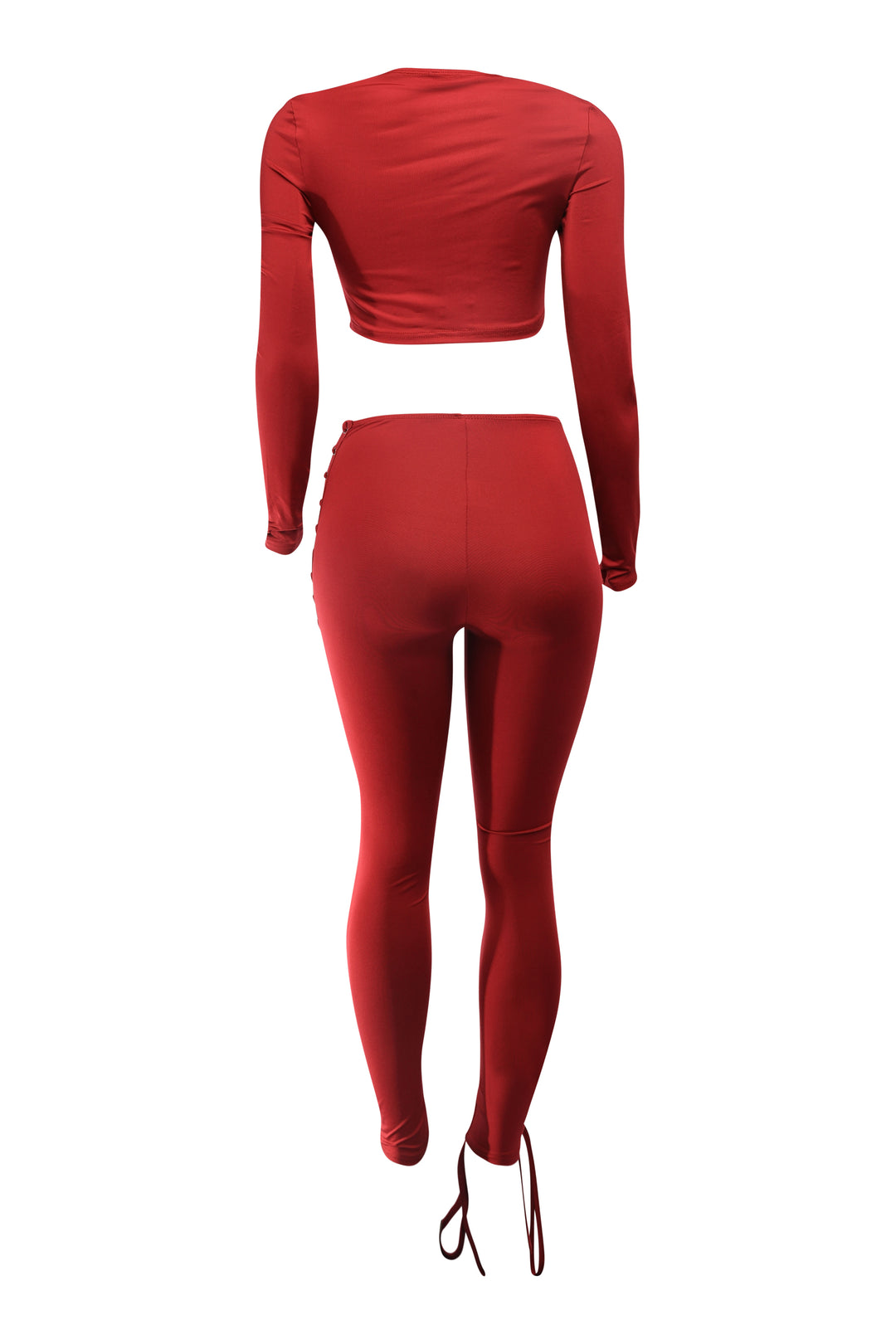 Sexy burgundy lace-up party outfit