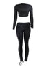 Black lace-up pants and crop top set
