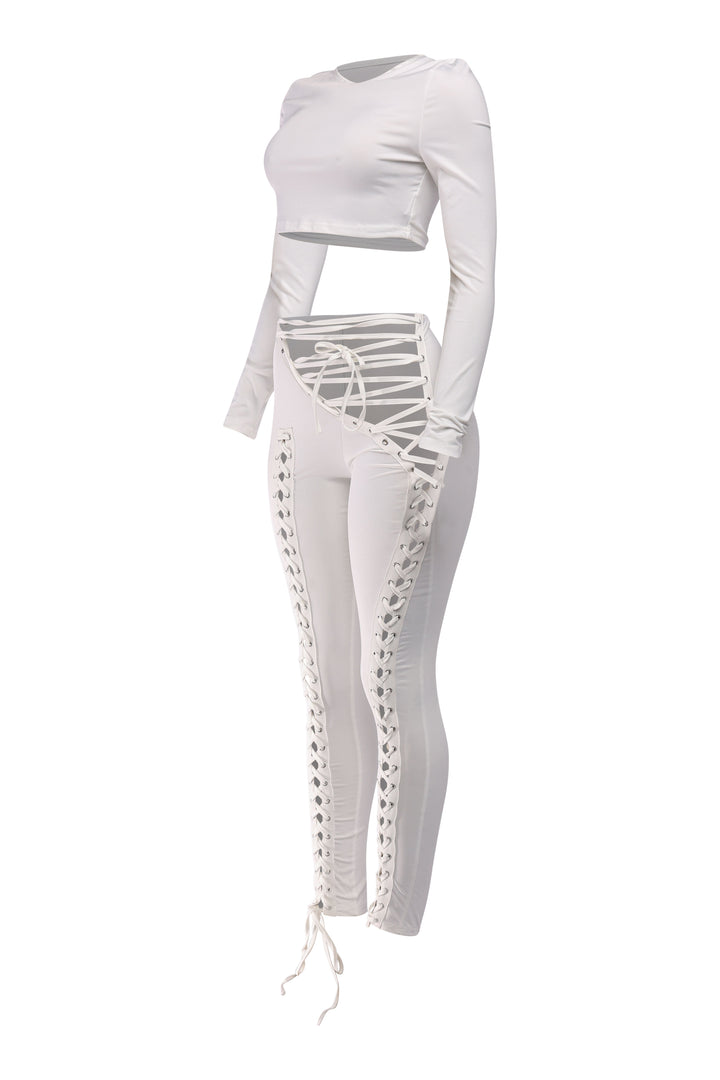 Chic ivory pants and top outfit