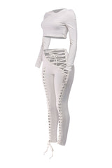 Chic ivory pants and top outfit