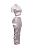 Crop top and laser cut detailed maxi skirt