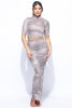 Crop top and laser cut detailed maxi skirt