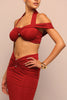 Final Cut Off Shoulder Maxi Skirt Set - Wine