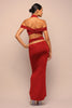 Final Cut Off Shoulder Maxi Skirt Set - Wine