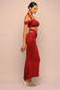 Final Cut Off Shoulder Maxi Skirt Set - Wine