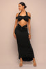 Final Cut Off Shoulder Maxi Skirt Set - Black
