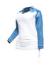 Collared denim yoke dress with spaghetti pull ruching