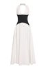 Midnight Bloom Halter Flare Maxi Dress