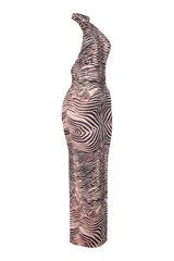  Bold animal print bodycon-inspired maxi dress with curve-sculpting silhouette