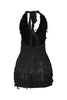 Afterglow Vibe Tassel Halter Mini Dress