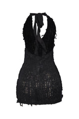 Afterglow Vibe Tassel Halter Mini Dress