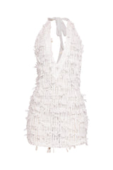 Afterglow Vibe Tassel Halter Mini Dress