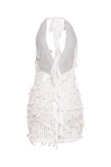 Afterglow Vibe Tassel Halter Mini Dress