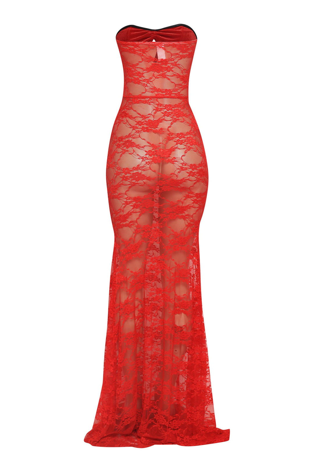 After Midnight Lace Up Sheer Maxi Dress