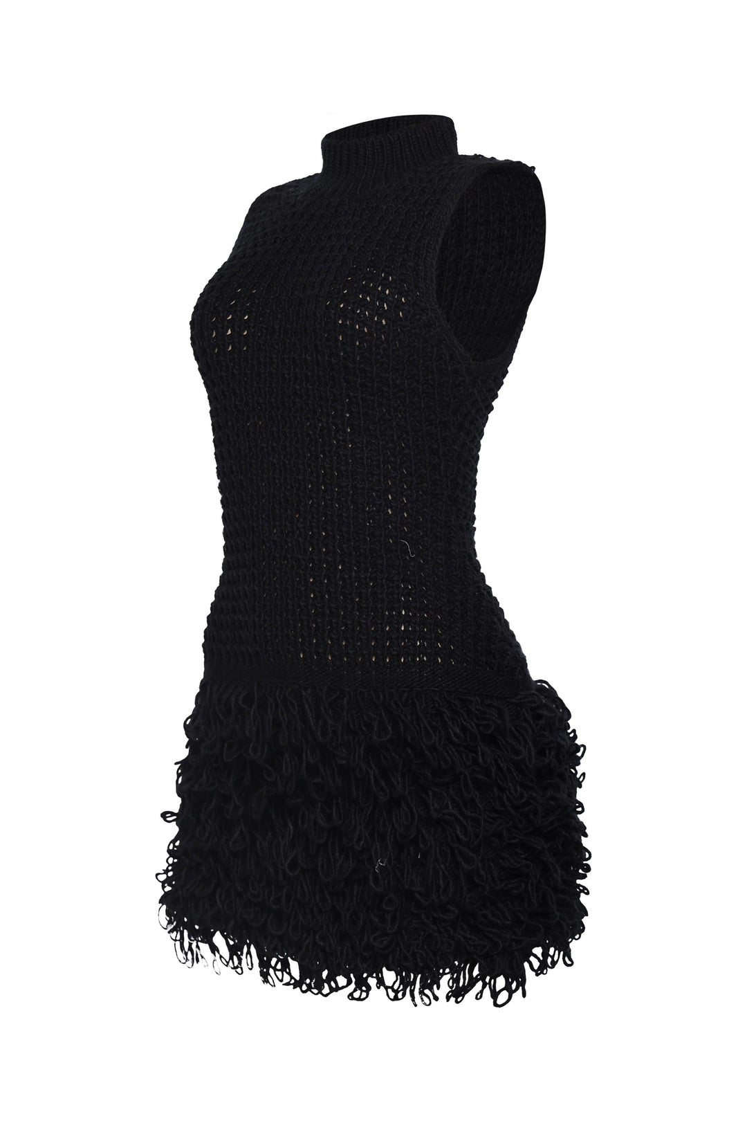 Fringe Behavior Knit Mock Neck Mini Dress