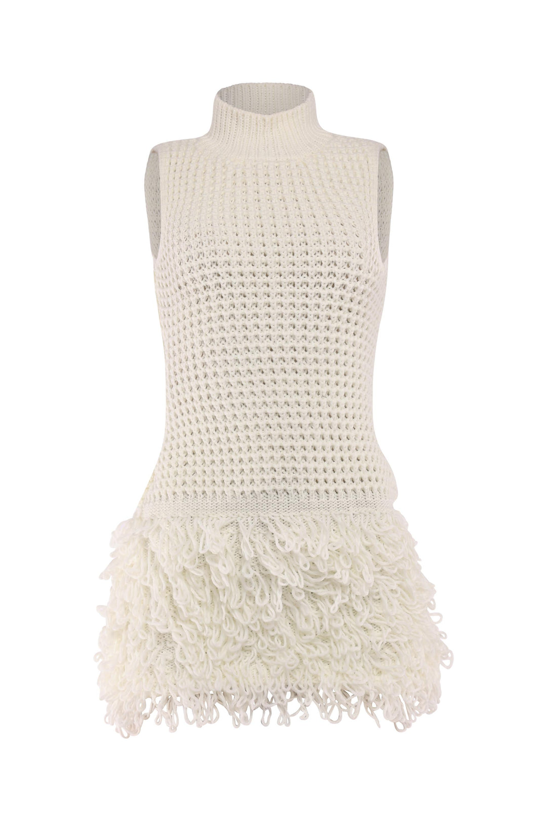 Fringe Behavior Knit Mock Neck Mini Dress