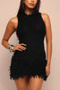 Fringe Behavior Knit Mock Neck Mini Dress