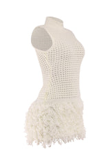 Fringe Behavior Knit Mock Neck Mini Dress