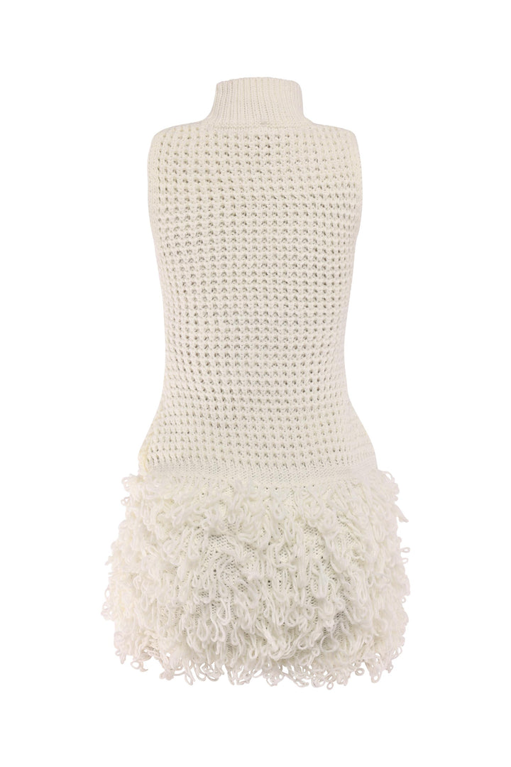 Fringe Behavior Knit Mock Neck Mini Dress