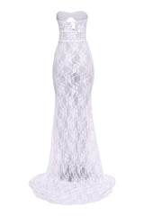 After Midnight Lace Up Sheer Maxi Dress