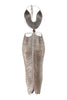 Elegant gold halter neck maxi dress for parties