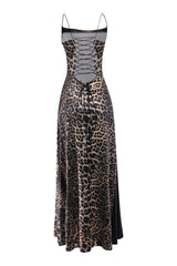 Multi-color maxi dress with open lace-up detail