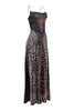 Sleeveless maxi dress with bold animal print