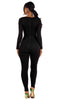 Zipper back deep V neck jumpsuit