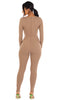 Zipper back deep V neck jumpsuit