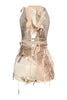 Off-white mesh hooded romper with cutout waist and wrapped ties

