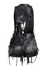 Charcoal cutout romper with raw edge finishes and bodycon fit

