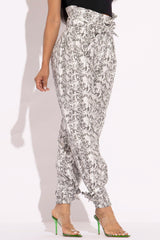 Snake Skin Printed Paper Bag style Cargo Pants