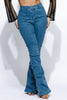 Pinched bell bottom denim pants