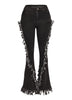 Distressed fringe denim flared pant