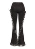 Distressed fringe denim flared pant
