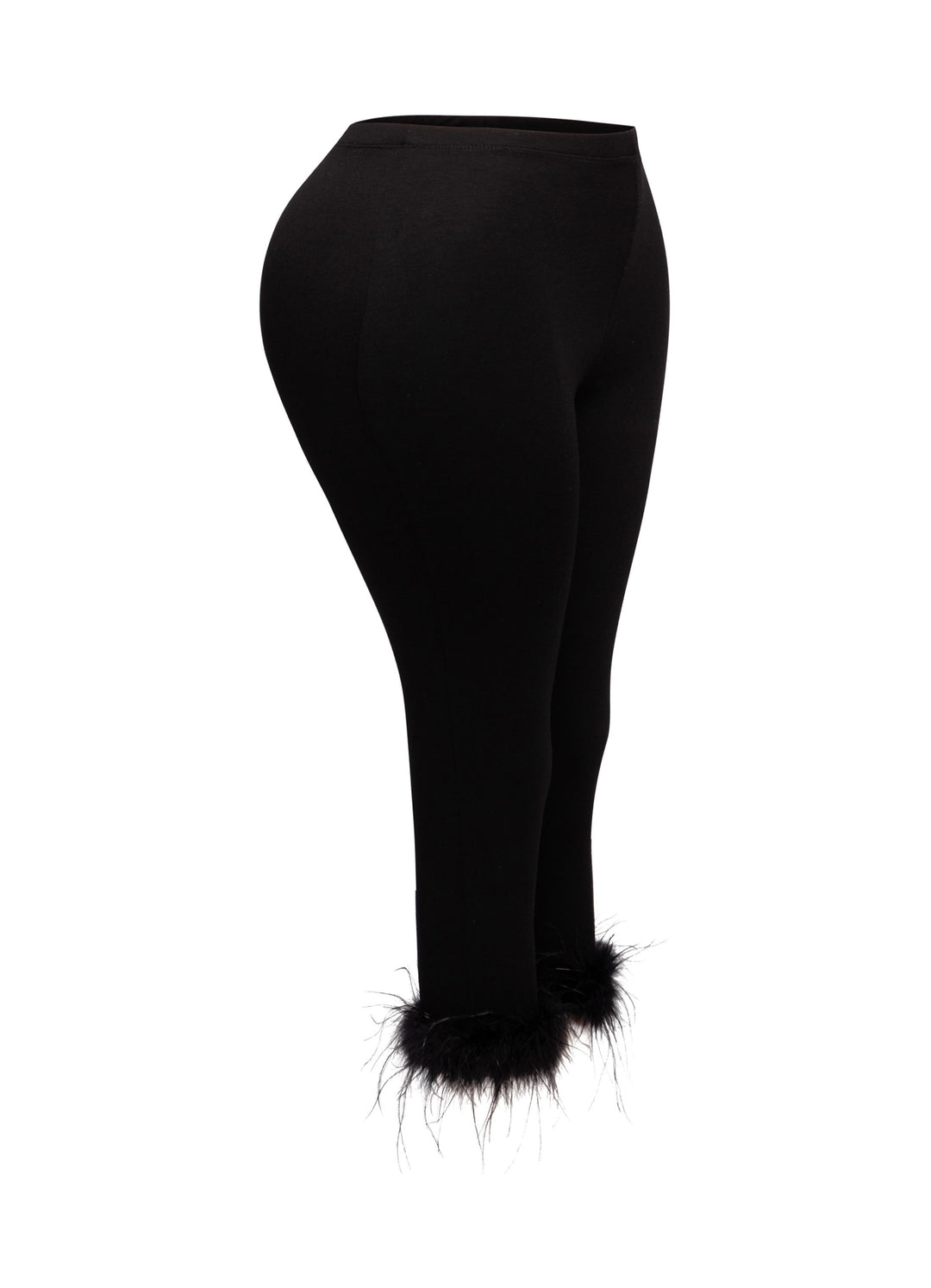 Faux fur hem detailed capri leggings