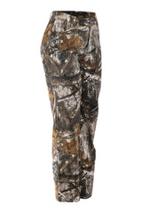 Camo streetwear pants left quarter angle showing real pockets and woodland pattern detail