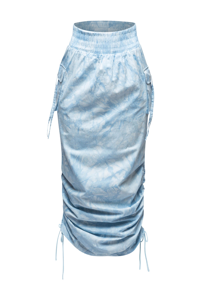 Tie dye Ruched maxi skirt