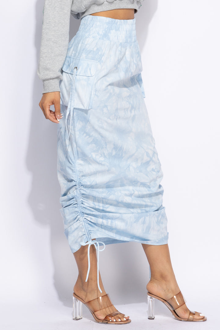 Tie dye Ruched maxi skirt