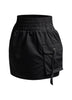 Wide waistband mini skirt with pockets