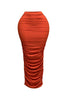 Side zippered ruched maxi skirt