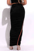 Side zippered ruched maxi skirt