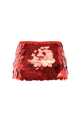 High-waisted red sequin skirt for events